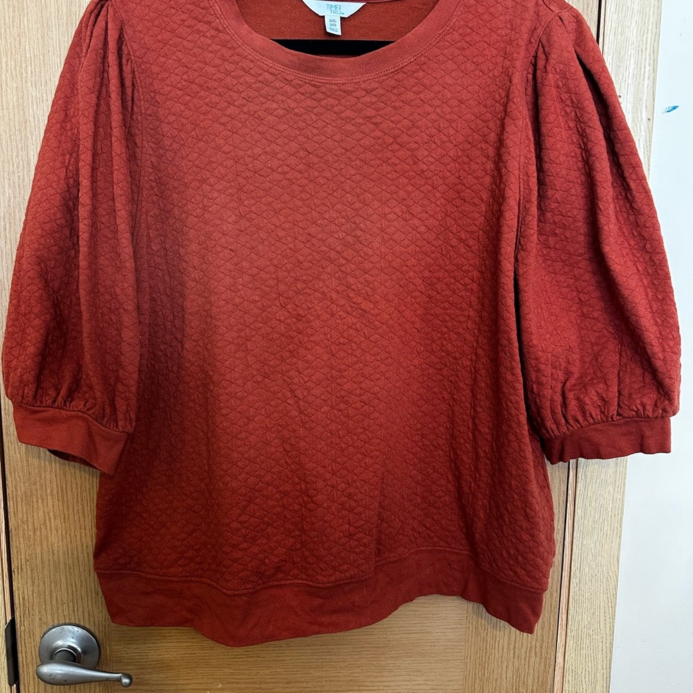 Time and Tru Burnt Orange Textured Blouse